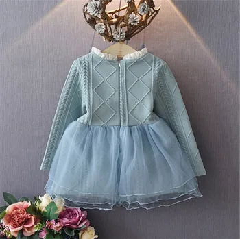 2020 Naujų rudens Stiliaus Vaikų Akių Suknelė vaikai Princesė Suknelės, mėlynos, rausvos Mergaitės Rudenį šalies Drabužius 2-6Y #0170