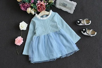 2020 Naujų rudens Stiliaus Vaikų Akių Suknelė vaikai Princesė Suknelės, mėlynos, rausvos Mergaitės Rudenį šalies Drabužius 2-6Y #0170