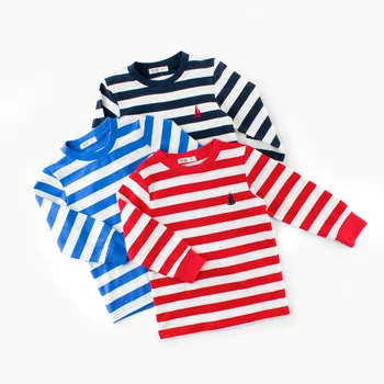 2020 Vaikas Aukštos kokybės Medvilnės ilgomis Rankovėmis Marškinėliai prekės mažylis berniukas dryžuota Viršūnes mergina Tees Pavasario Vaikus, drabužiai, drabužiai 2-10Y