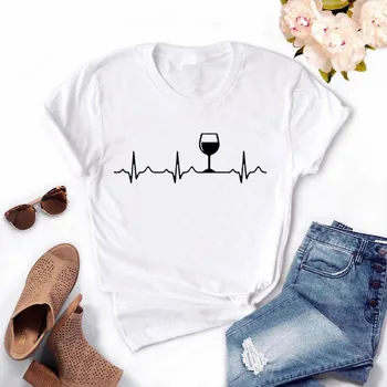 2020 Vyno Širdies Moteris Marškinėlius Atsitiktinis Juokingi marškinėliai Lady Yong Mergina Viršuje Tee Aukštesnės Kokybės Lašas Laivas