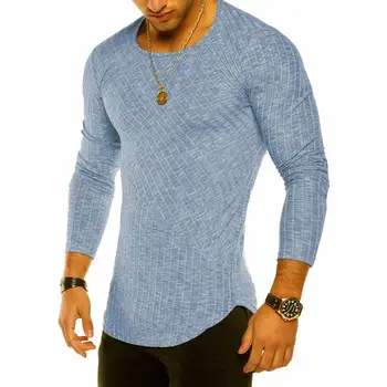2020 vyriški ilgomis rankovėmis marškinėliai atsitiktinis apvalios apykaklės, elastinga juostele marškinėliai top 6 spalvų