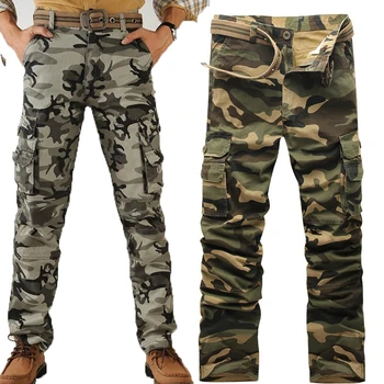 2020 Vyrų krovinių kelnės medvilnė kamufliažas tactical kelnes Jogger Tiesios kelnės vyrams karinės Kovos camo Vyrų armija Krovinių kelnės