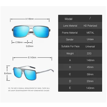 2020 Vyrų poliarizuoti akiniai nuo saulės aikštėje magnio aliuminio rėmo spalvingas filmas veidrodis vairavimo akinius vyrams su UV400