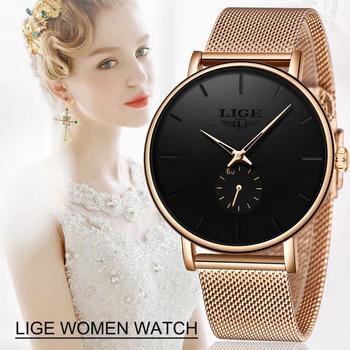 2020LIGE Prabangos Prekės ženklo Moterys Atsitiktinis Žiūrėti Vandeniui Laikrodis Moterų Mados Suknelė Visiškai Nerūdijančio Plieno Ponios Laikrodis Reloj Mujer