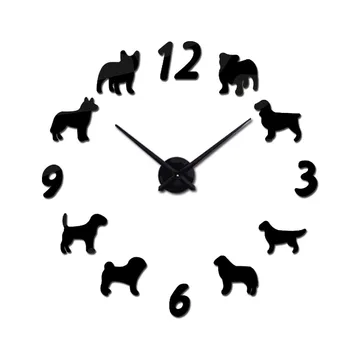 2020new atvykimo Laikrodis Žiūrėti Sieniniai Laikrodžiai Horloge 3d Šuo modelis Akrilo Veidrodis Lipdukai modernHome Apdailos Kambarį Kvarcas
