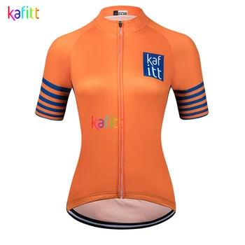 2021 Kafitt Moterų Oranžinės spalvos trumpomis Rankovėmis Dviračių Jersey Rinkiniai MTB Dviratį Drabužių Ropa Ciclismo Kelių Dviračių Marškinėliai 2 Gabalas Vasaros