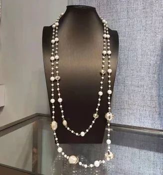 2021 Karšto Markės Mados Juvelyriniai Dirbiniai Moterų Vintage Perlai Grandinės Perlų Karolius, Megztinis Grandinės Šalies Smulkių Bižuterijos