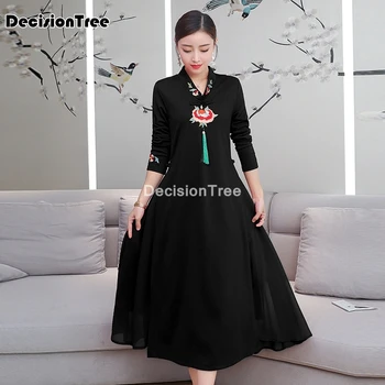 2021 kinų suknelė moterims suknelė kinijos klasikinis siuvinėjimo cheongsam azijos suknelės elegantiškas qipao aodai moterų cheongsam suknelė