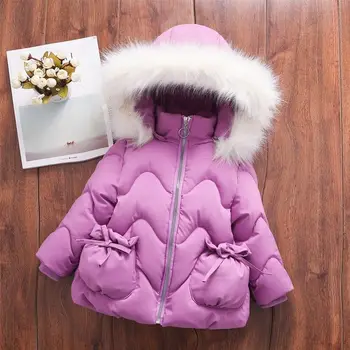 2021 Kūdikių mergaičių žiemos sustorėjimas medvilnės kailis vaikų drabužiai, striukė žemyn patogus cute Drabužiai