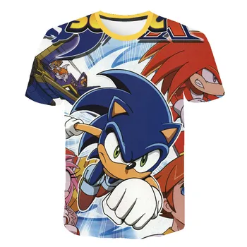 2021 m. Vasarą T-shirt Sonic the Hedgehog Atsitiktinis T shirts Animacinių filmų Kūdikio 3D Berniukų marškinėliai Mados Kvėpuojantis, Vaikams, Drabužiai, marškinėliai