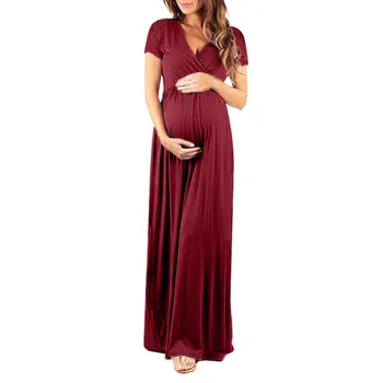 2021 Moterų Nėštumo V Apykaklės trumpomis Rankovėmis Suknelė Motinystės, motinystės suknelės už nuotrauką šaudyti nėščioms drabužius