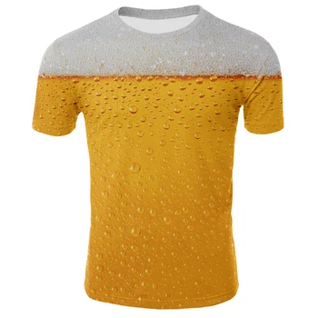 2021 naujas 3D atspausdintas T-shirt / alus / hamburger / bulvytės / koksas / oranžinė / 3D T-Shirt Juokinga T-shirt vyrams ir moterims