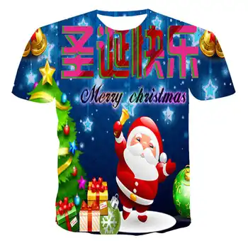 2021 Naujas 3D Vyrų Spausdinti Kalėdų trumpomis Rankovėmis T-Shirt Moterims, Santa Claus 3D Marškinėliai Ir Top110/6XL