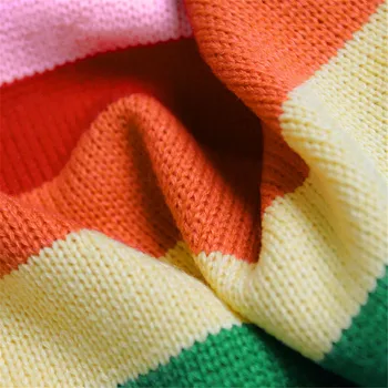 2021 Naujas Mados Moterų Vaivorykštė Negabaritinių Megztinis Ilgas Megztas Megztinis Žaliojo Viršūnes Femme Šilti Megztiniai Sueter Mujer C-396