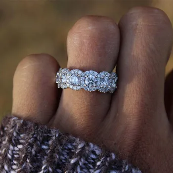 2021 naują atvykimo prabanga halo 925 sterlingas sidabro vestuvių žiedas rinkinys moterims lady jubiliejų dovana, papuošalai urmu parduoti R5130