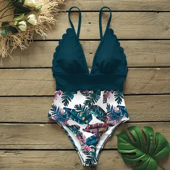 2021 Seksualus vientisi Maudymosi Moterų Pečių Gėlių Moterims maudymosi Kostiumėliai, Push Up Maudymosi Kostiumai Bodysuits Paplūdimio drabužiai Pynimas Monokini