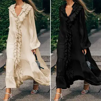 2021 VONDA Bohemijos Vasaros Suknelė Moterims Derliaus ilgomis Rankovėmis V-Kaklo, Pynimas Šalies Maxi Ilga Suknelė Paplūdimio Sundress Plus Size Vestidos