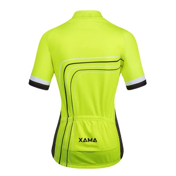 2021XAMA PRO Moterų Fluorescencinės Geltonos spalvos trumpomis Rankovėmis Dviračių Jersey Rinkiniai MTB Drabužių Conjunto Feminino Ciclismo Maillot Mujer