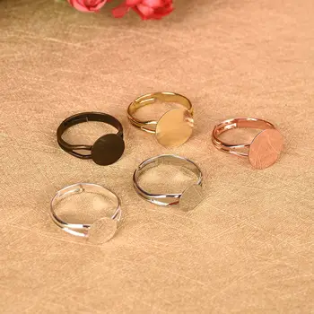 20pcs 12mm Žiedas Cabochon Kamėja Plokščias Žiedas Bazė Reguliuojamas Tuščią Parametrai Trinkelėmis Bezel Dėklas Ruošiniai 
