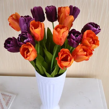 20pcs/daug 43cm Dirbtinės Tulpės Šilko Gėlės, vestuvių Nuotaka Ranka Ūkyje Netikras Gėles, Namų Dekoravimo Reikmenys 