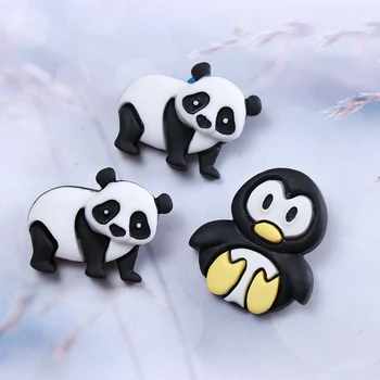 20Pcs Dervos Cabochons Priedai Animacinių filmų Pingvinas Panda Flatback Cabochon Gyvūnų Vaikams Plaukų Lankai Centras 