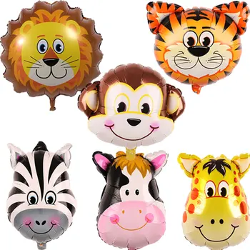 20pcs Didelis tigras elnias gyvūnų galvos balionai liūto galva pripučiami oro gyvūnų globos tema, gimtadienio dekoracijos vaikams