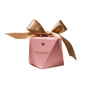 20PCS Pink Ribbon Vyniojimo Atsargų Diamond Popieriaus Langelį, Vestuvių Saldainiai Kartono Dėžutė, Šokolado, Dovanų Pakavimas 6*8cm