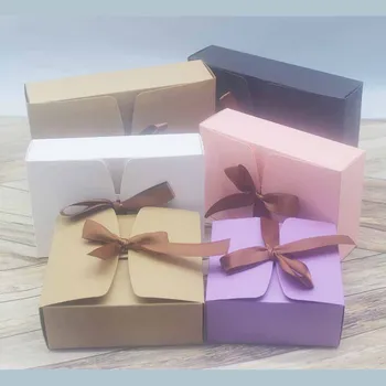 20pcs Įvairių spalvų naujausias dovanų dėžutės su juostele, rožinės spalvos violetinė balta vestuvių naudai lauke,baby shower naudai dėžės, 