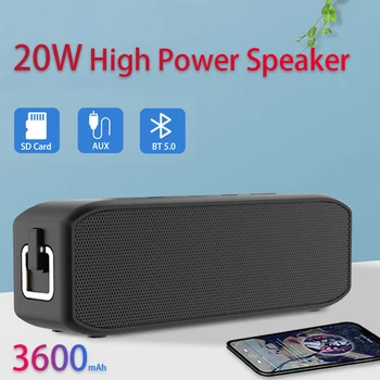 20W Didelės Galios Portable Bluetooth Speaker Stereo AUX Muzikos žemų dažnių garsiakalbis Wireless Boombox Kompiuterio Garsiakalbių Caixa De Som Portatil