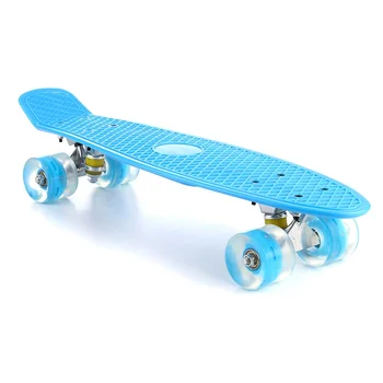 22 Colių Keturių ratų Mini Longboard Pastelinių Spalvų Skate Board riedlentė su LED Mirksi Ratai Retro Riedlentė