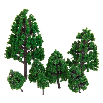 22pcs Modelis Medžio 3-16cm Green Traukiniu Geležinkelio Architektūros Diorama HO Skalė 