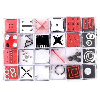 24Pcs Balansas Labirintas Žaidimas Puzzle Dėžės su Plieno Kamuolys Smegenų Kibinimas Švietimo Žaislai Dovanų Išpakavimas Žaislas Vaikas Suaugę