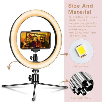 26cm/10inch LED Selfie Žiedas Šviesos Pritemdomi LED Žiedo Lempos Foto Video Kamera Telefoną Šviesos Ringlight-Live Transliacijos Užpildykite Šviesa