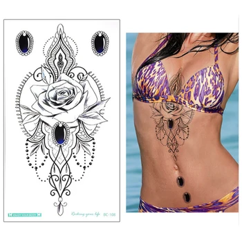 28Pcs Mandala Laikina Tatuiruotė Didelis Chna arabų Underboob Atgal Krūtinės Body Art Vyriški