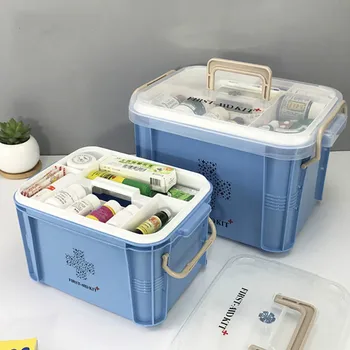 2Layer Didelės Pirmosios Pagalbos Rinkinio Langelyje Medicina Dėžutė Plastikinė Talpykla Pagalbos Rinkinys Nešiojamų Talpa Sveikatos Saugojimo Dėžutė