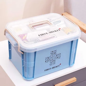2Layer Didelės Pirmosios Pagalbos Rinkinio Langelyje Medicina Dėžutė Plastikinė Talpykla Pagalbos Rinkinys Nešiojamų Talpa Sveikatos Saugojimo Dėžutė