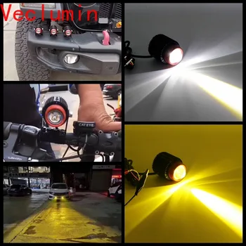 2VNT 20W LED Automobilio Rūko Dienos Šviesos Formavimo Šaltinis Posūkio Signalo Lemputė Balta ir Geltona IP65 Vandeniui, Su Mini Objektyvas motociklo priekinis žibintas