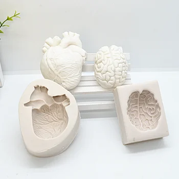 2vnt 3D, Širdies Ir Smegenų Silikono Minkštas Pelėsių Kepimo Tortas Dekoravimo Priemonės Tortas Sakai Formų Virtuvės Kepimo Priedai FM2004