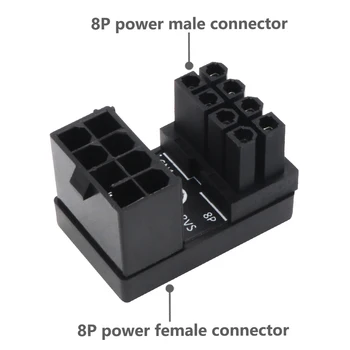 2vnt ATX 8-Pin Female, kad 8pin Vyrų 180 Laipsnių Kampu Iki+Žemyn Kampu Power Adapter for Desktop Kompiuteris PC Grafika Vaizdo plokštė