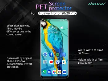 2vnt/daug Huawei Honor 20 Pro / Garbės 20 Screen Protector NILLKIN Super Aišku, Anti-pirštų atspaudų Sklandžiai, Minkštas Apsauginės Plėvelės