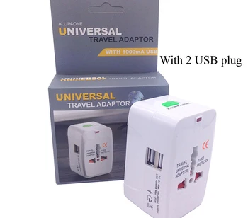 2vnt Naujos Universalios Tarptautinės kištukinis Adapteris, 2 USB Port Pasaulio Kelionių AC Įkroviklis Adapteris su AU US UK ES konverteris Plug