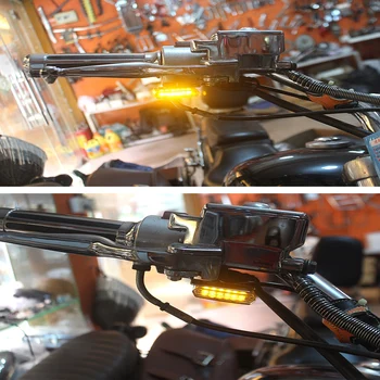 2VNT Universalus Mini LED Motociklo Stabdžių ir Sankabos Svirties Žibintas Posūkio Signalo Lemputė Harley Davidson 