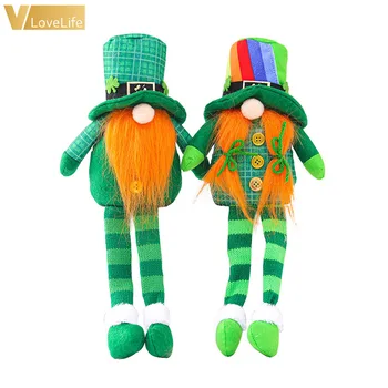 2vnt Žalia Gnome Lėlės St. Patrick ' s Day Airijos Dobilų Išsiuvinėti Šventojo Patriko Diena, Stalo Dekoras Pavasario Apdaila
