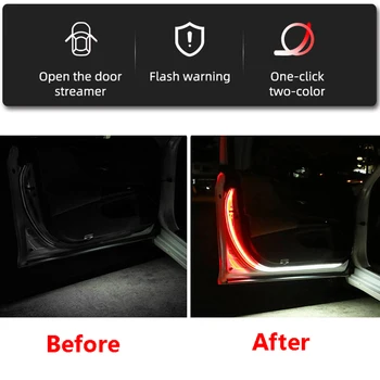 2x Automobilio Duris Atidaryti Įspėjamoji Lemputė Mirksi LED Šviesos Juostelės Anti-susidūrimo Saugos Lempos Sveiki Blykstė