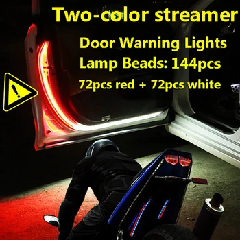 2x Automobilio Duris Atidaryti Įspėjamoji Lemputė Mirksi LED Šviesos Juostelės Anti-susidūrimo Saugos Lempos Sveiki Blykstė