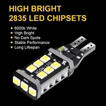 2x T15 LED Lemputės Klaidų, Atsarginės LED Šviesos W16W LED Lemputės Automobilį atbuline lempa Chevrolet Cruze Malibu Epica CAPTIVA Lygiadienis