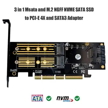 3 1. Msata PCIE M. 2 NGFF NVME SATA SSD su PCI-E 4X SATA3 Apapter Kompiuterio Plėtra Korteles Bitcoin Litecoin Už BTC Kasyba