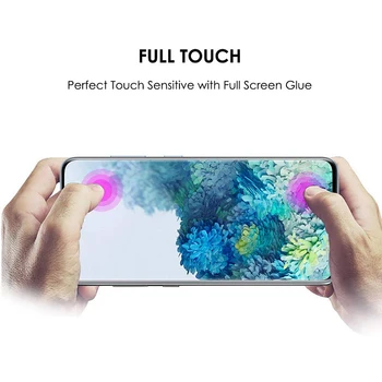 3 Gabalus Grūdintas Stiklas Samsung Galaxy S20 UV Ultra Touch Screen Protector, Jautrus Atveju, Draugiškas pirštų Atspaudų Atrakinti