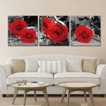 3 Gabalus Plakatai Romantiškų Raudonų Rožių Plakatas Sienos Meno Tapybos Drobės Spausdinti Dekoracija kambarį Namų Dekoro