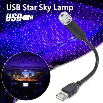 3 In 1 USB Žvaigždė Dangaus Žibintas Lubų Mėlynos Raudonos Šviesos Automobilio Stogo Namų Šaliai Žibintai USB Naktį Šviesos Atmosferą, Romantiškas LED Projektorius